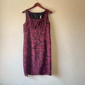 Vintage 90s fuchsia‎ and black paisley babydoll style mini dress size medium